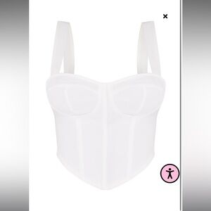 PLT White Corset Crop Top
